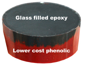 Phenolic and glass-filled epoxy for cost reduction of metallographic mounts