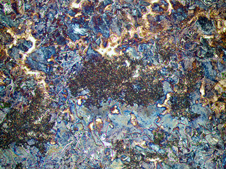 Metallographic micrograph of tint etched with Klemm's gray cast iron