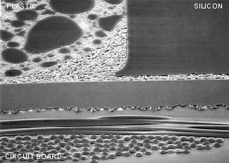 Metallographic micrograph of ceramic package