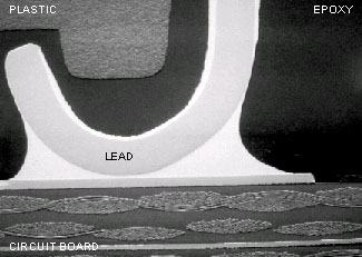 Metallographic micrograph of electronic solder joint