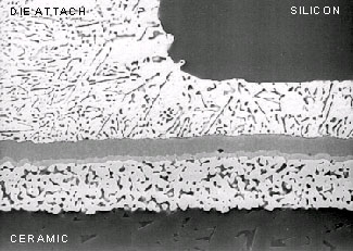 Metallographic micrograph of electronic solder joint