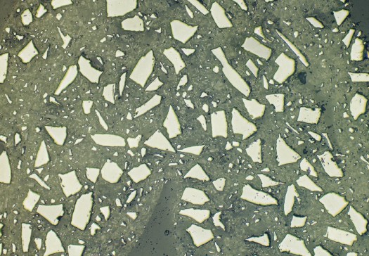 Metallographic micrograph of SiC-aluminum MMC composite