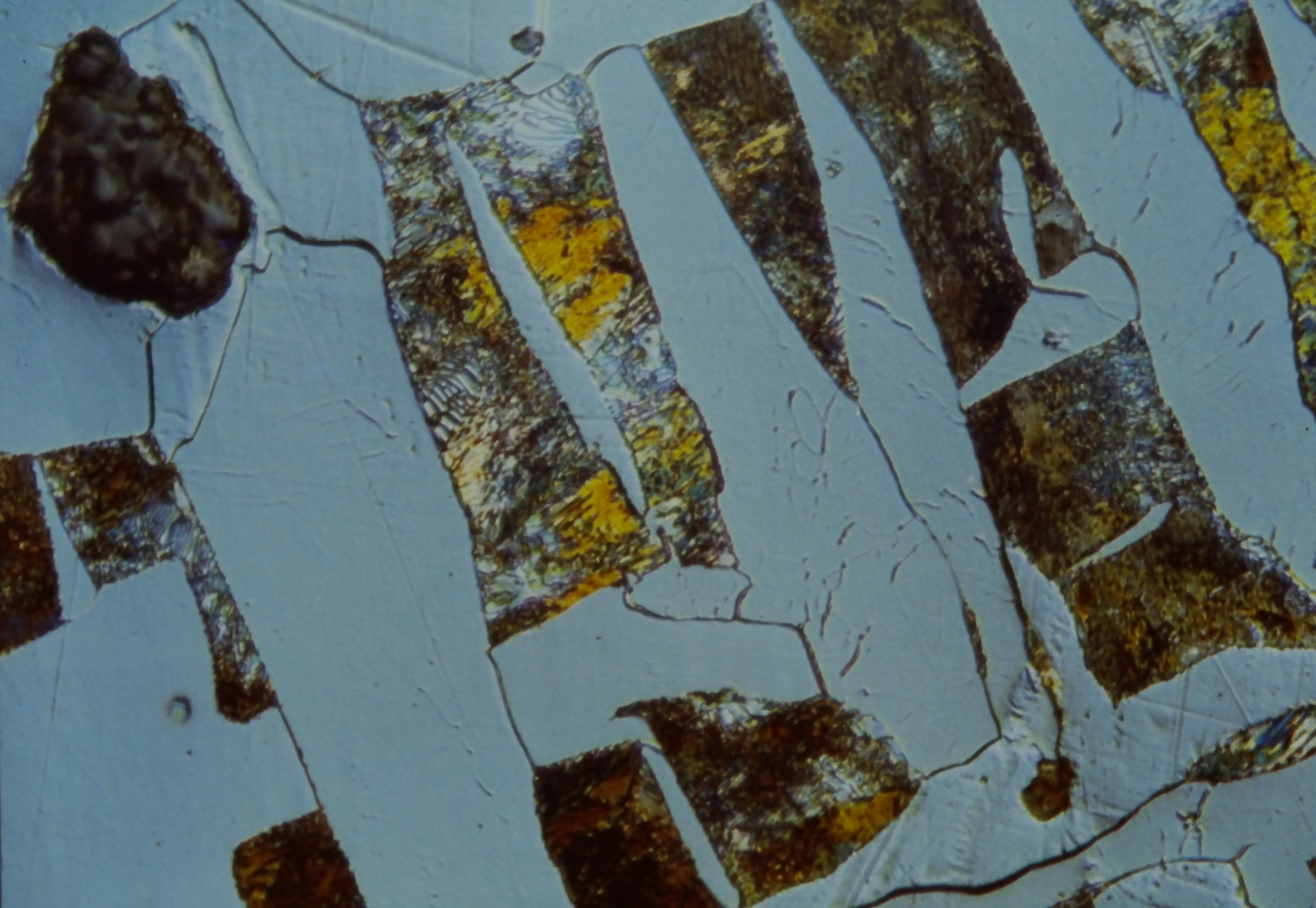 Example of ferrite-pearlite microstructure in steel revealed through metallographic analysis