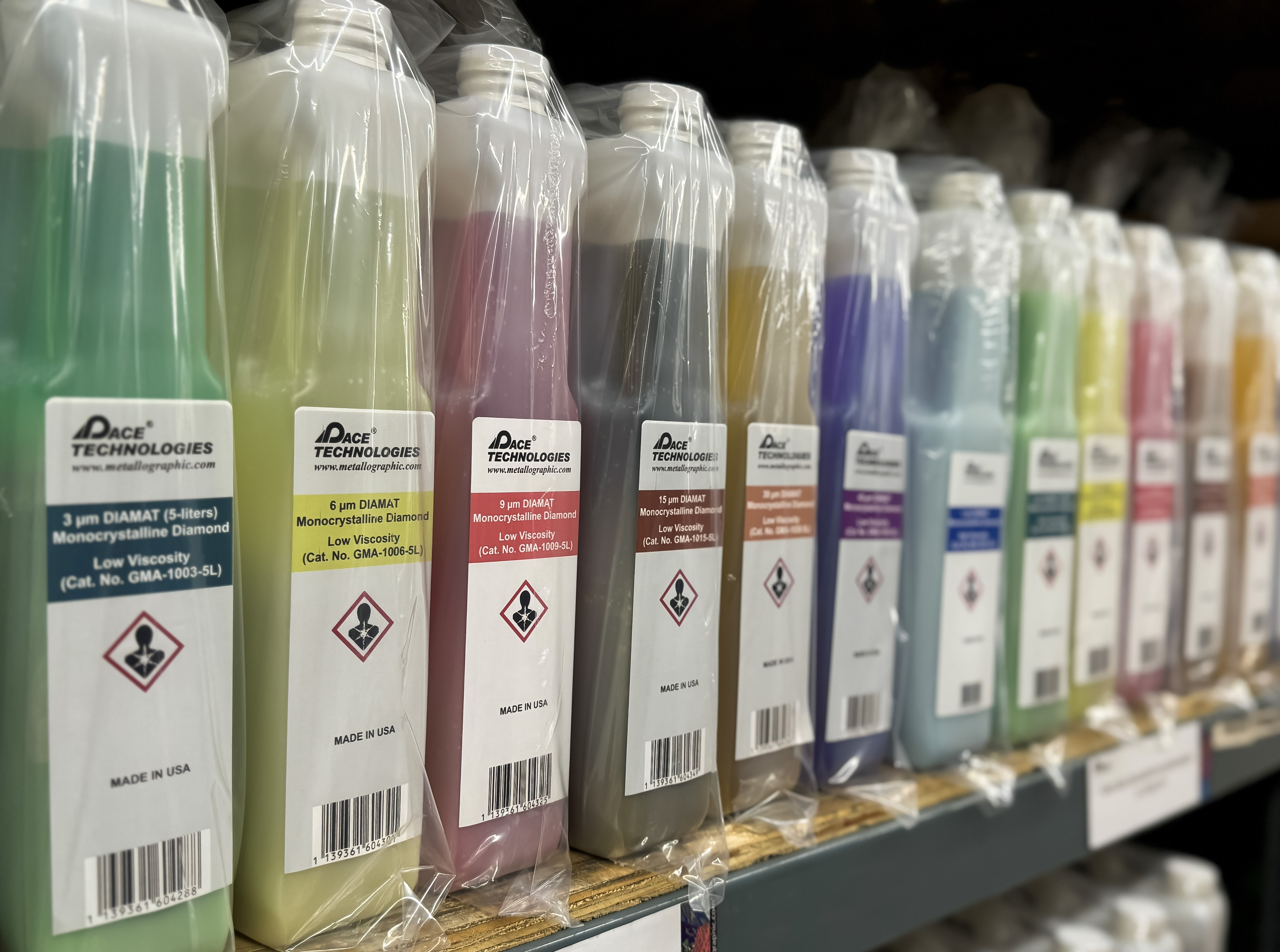 PACE Technologies DIAMAT monocrystalline diamond suspensions on the shelf
