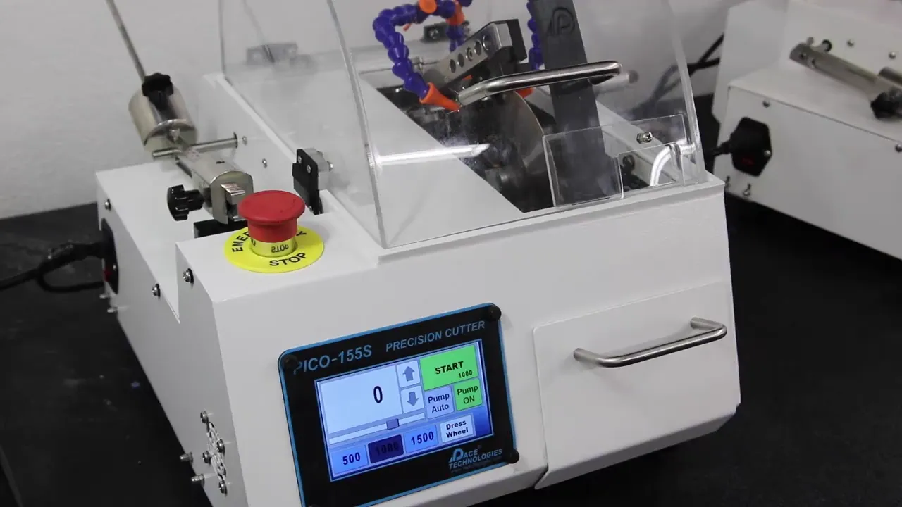 Abrasive sectioning of a metallographic sample